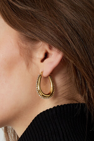 Drop shaped earrings with stones - gold h5 Picture3